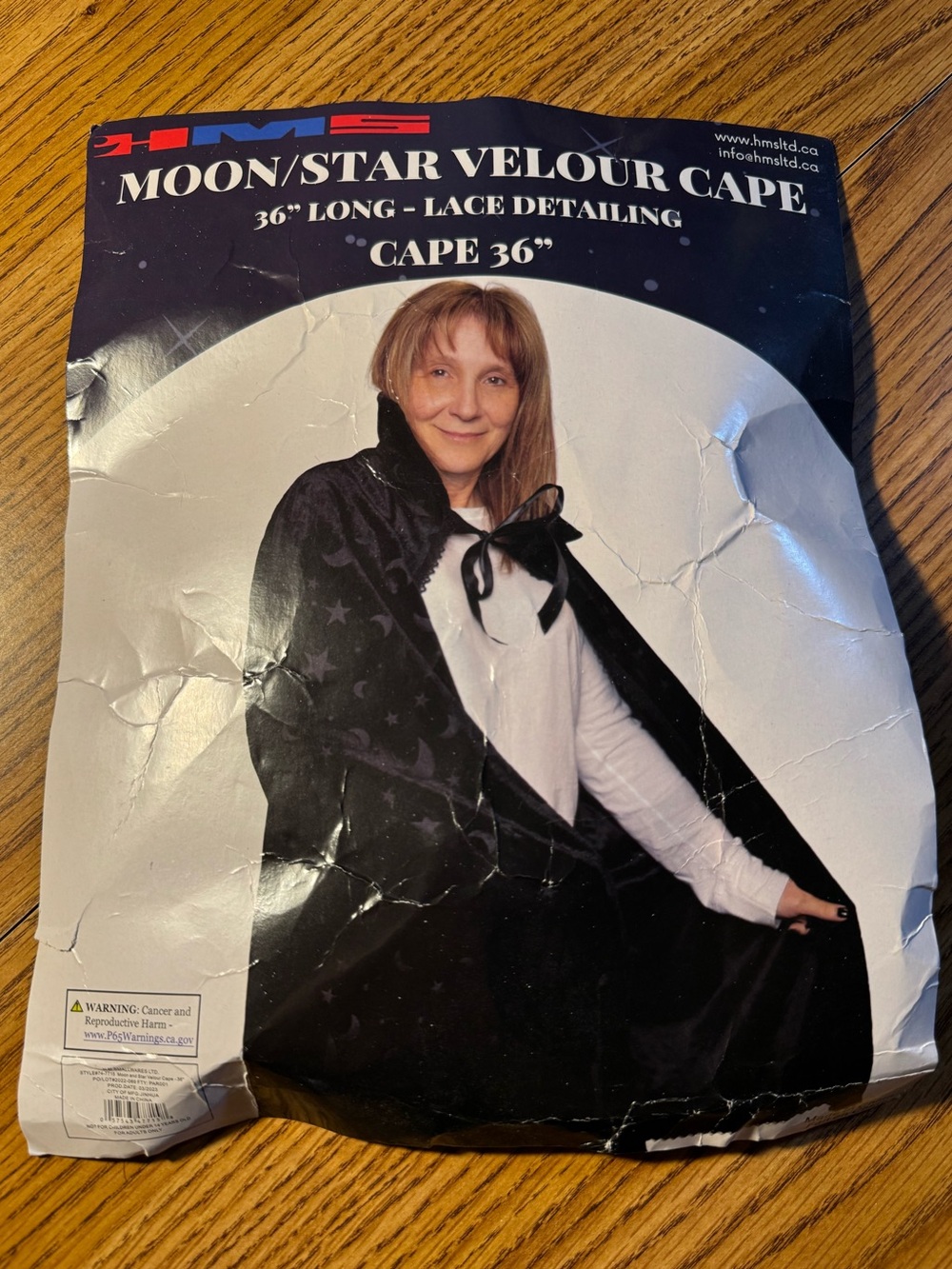 HMS Brand Moon & Stars Black Velour Cape 36” Length Halloween Cosplay